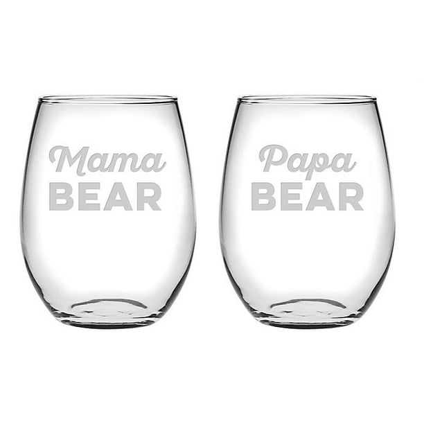 Mama Bear // Wine Glass/Mom Life/Stemless Wine Glass/Mama/Christmas gift/mom gift / Mama Bear & Papa Bear Wine Glass Set Of 2 Mama Bear // Wine Glass/Mom Life/Stemless Wine Glass/Mama/Christmas gift/mom gift / Mama Bear & Papa Bear Wine Glass Set Of 2